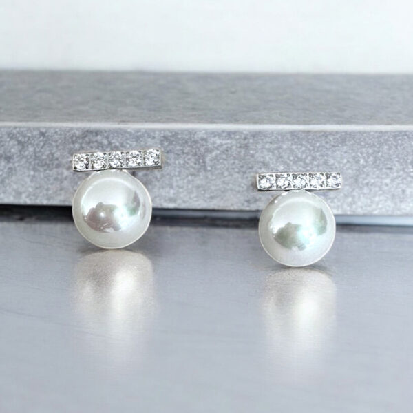 Pearl Glint Earrings - Silver