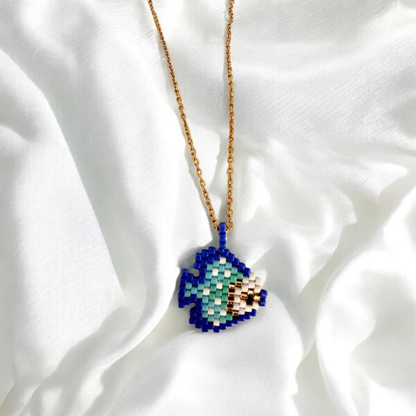 Blue Fish Necklace - Gold