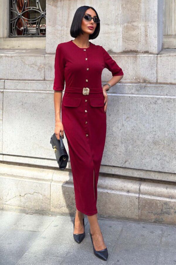 Elisa Midi Dress - Burgundy