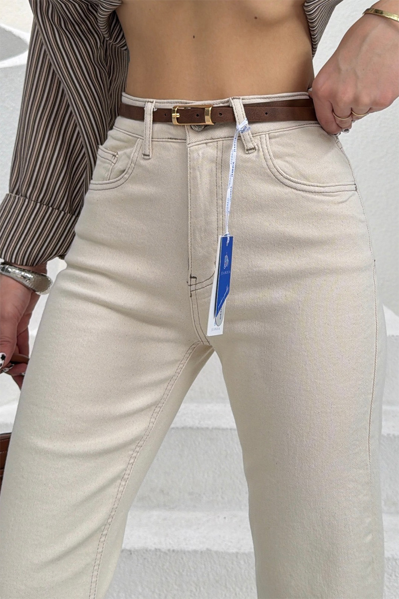 Olivia Straight Jeans - Ecru - Image 3