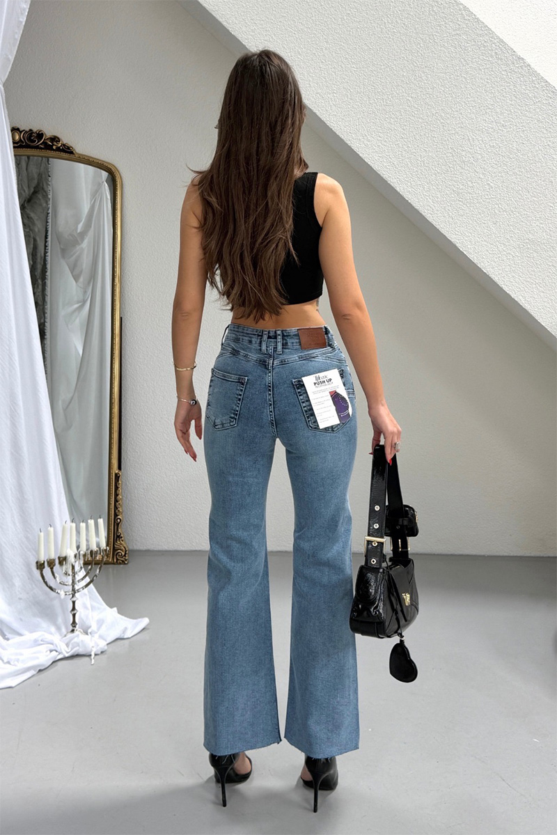 Bella Push Up Flare Jeans - Blue - Image 5
