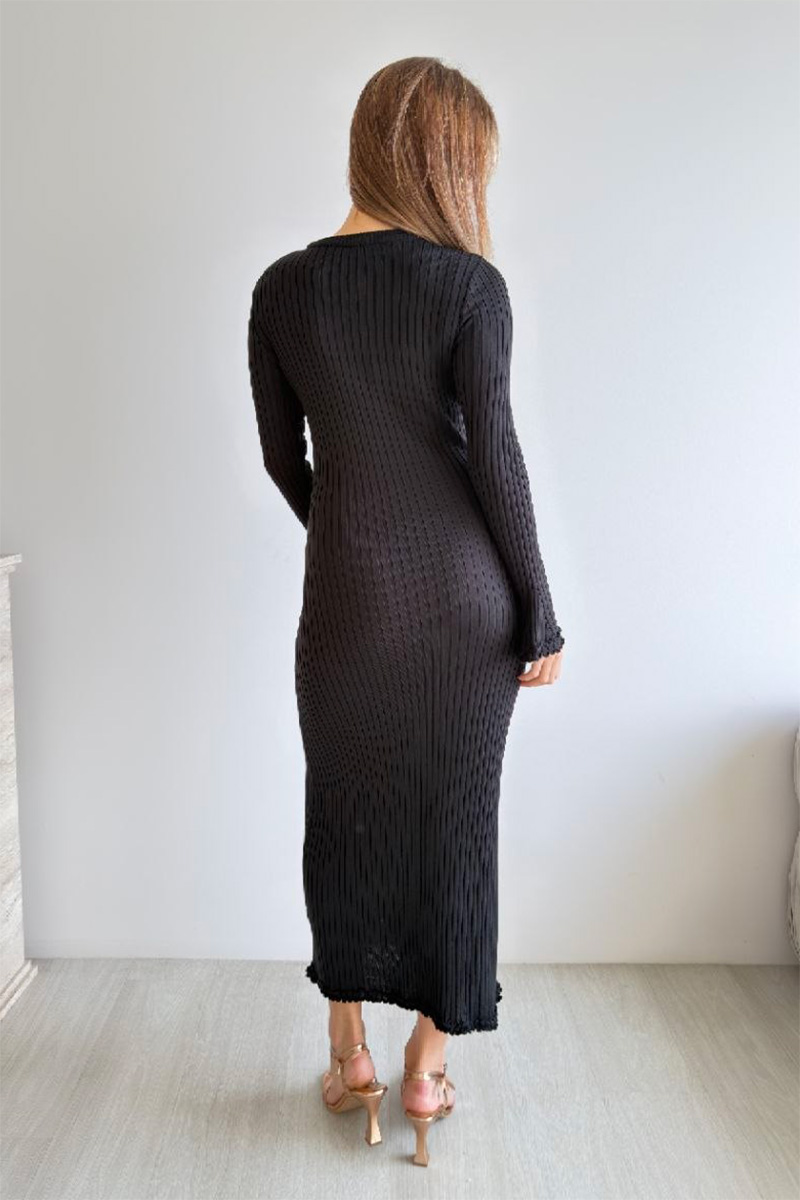 Serena Ribbed Dress - Black - Image 4